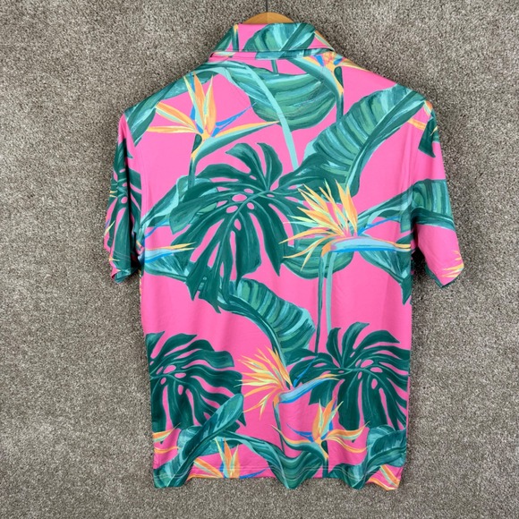 Chubbies‎ The Birds Of Paradise Performance Polo Men's Small Pink Tropical NEW - Picture 8 of 8